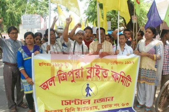 Blinds organized massive rally in Agartala city : Placed 12 charter points of Demands Blinds organized massive rally in Agartala city : Placed 12 charter points of Demands